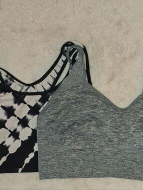 Puma Gray & Black Tie-Dye Sports Bra Duo